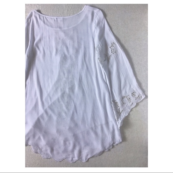 Lush Swim Cover Up Woman’s Size Medium Floral Pattern Cutouts Bell Sleeves - Picture 6 of 14